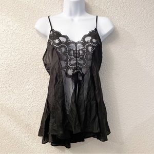 adonna | vintage silk floral black lace slip lingerie dress